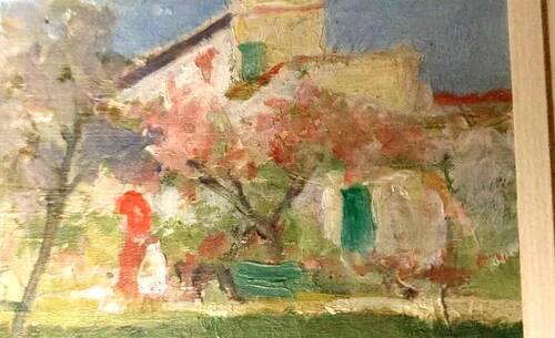 Landscape Painting Oil on Panel Early 1900s Italy Antique Painting