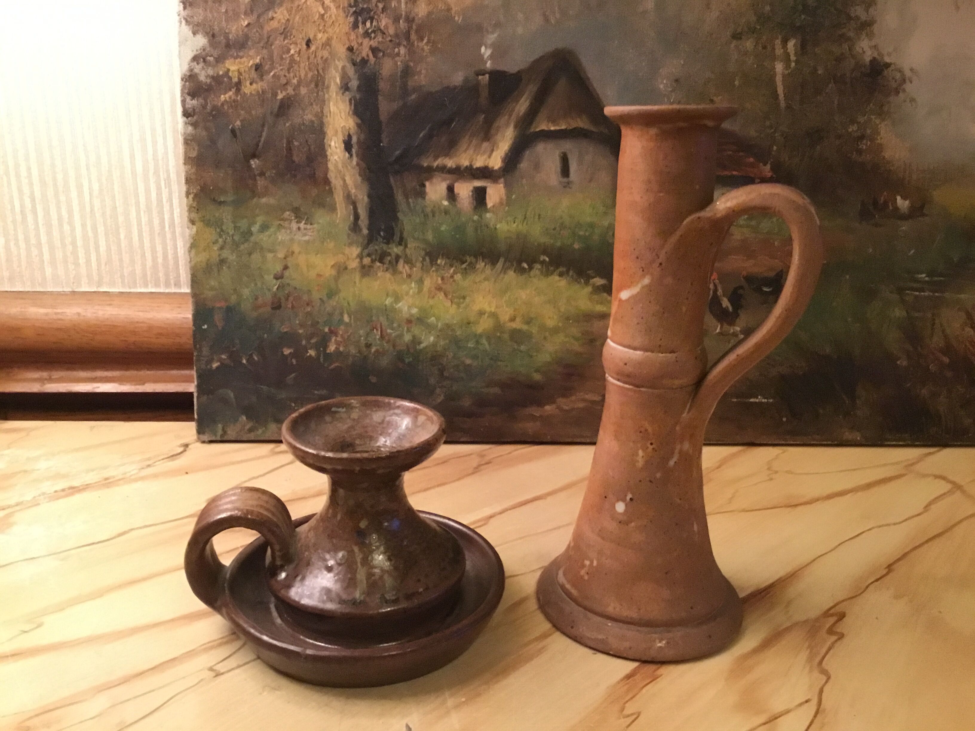 Vintage sandstone candlesticks