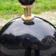 Pair of 70s designer lamps in black ceramic and gold metal
