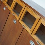 Vintage Dutch Beech & Oak Haberdashery Shop / Grain Cabinet, 1950s