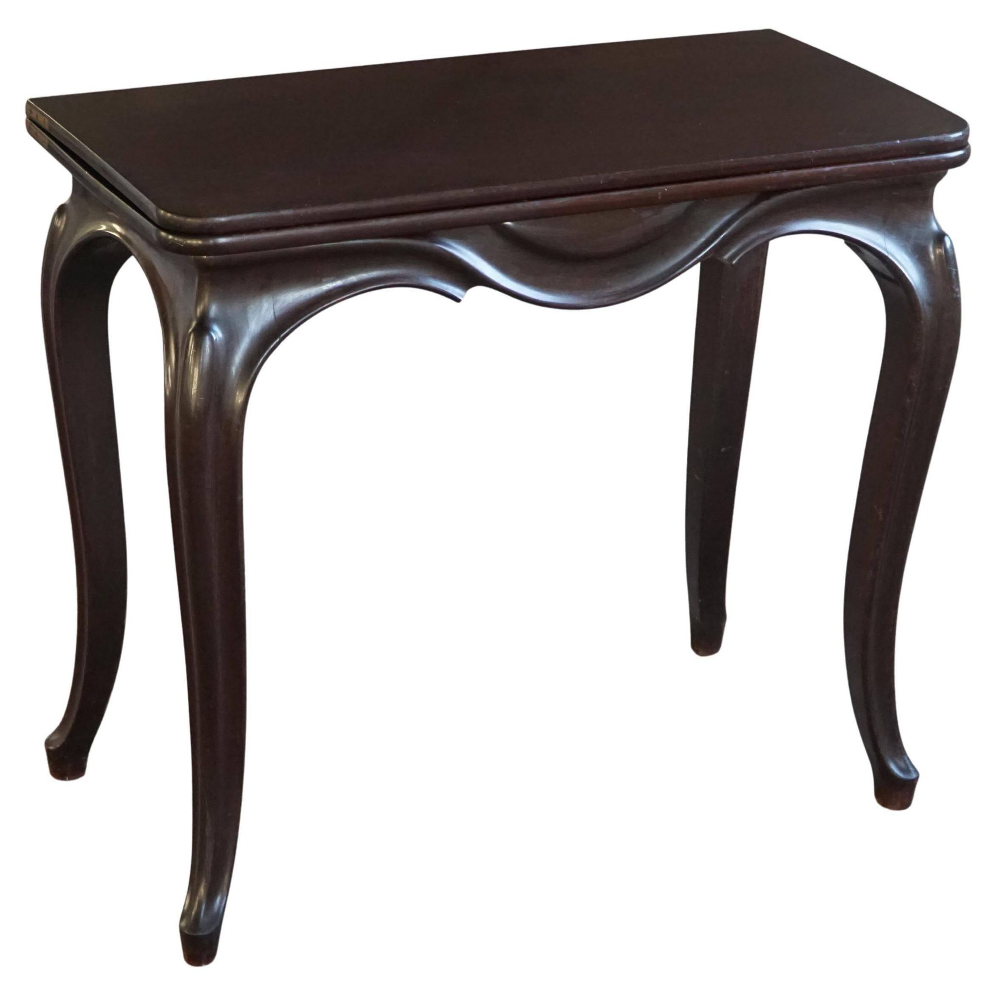 Table pliante anglaise de style Rococo Revival / Table de jeu en bois, 19ème siècle