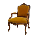 Fauteuil à dossier plat noyer de style Regence XIXeme