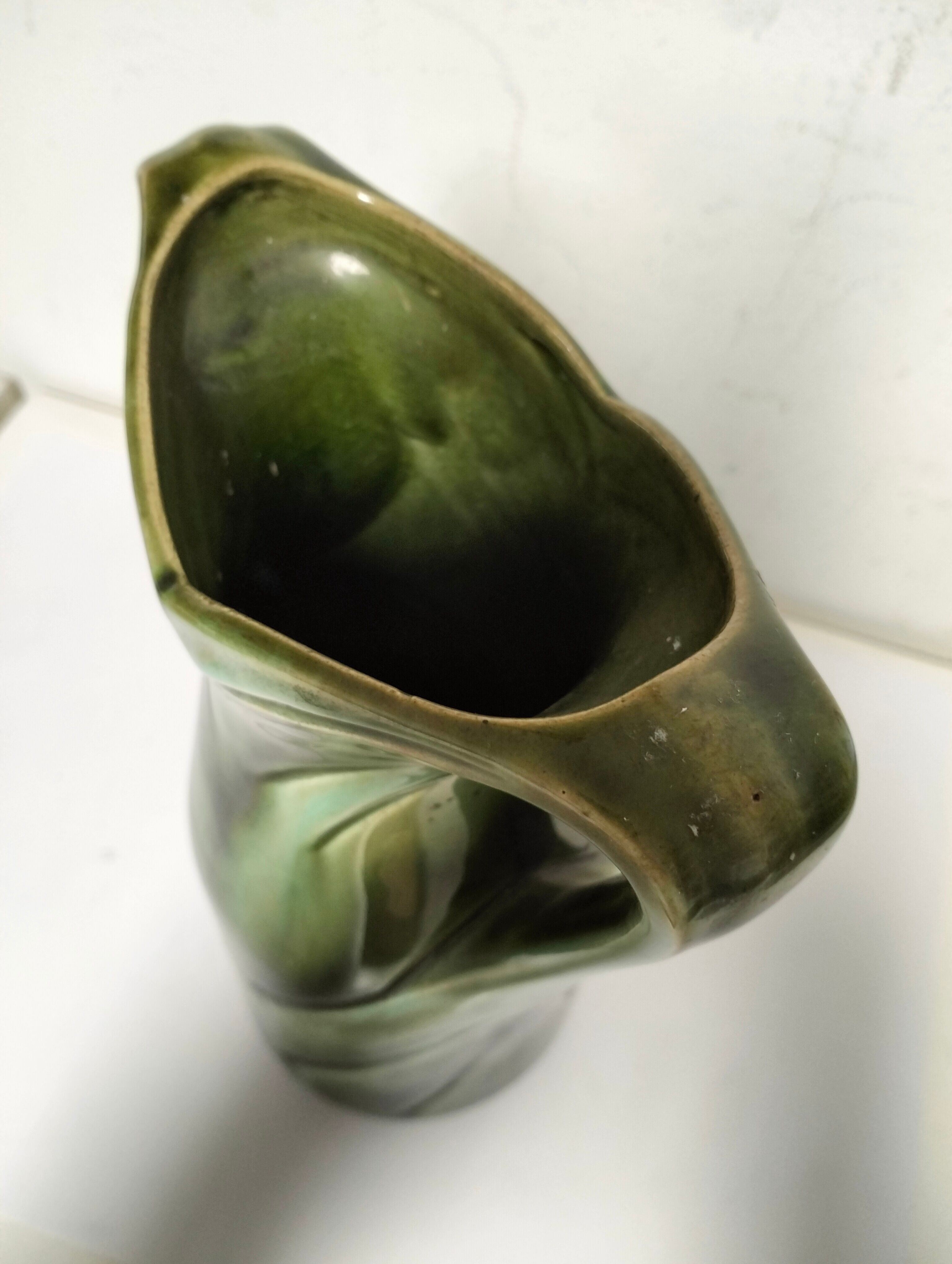 Old art nouveau earthenware slip vase
