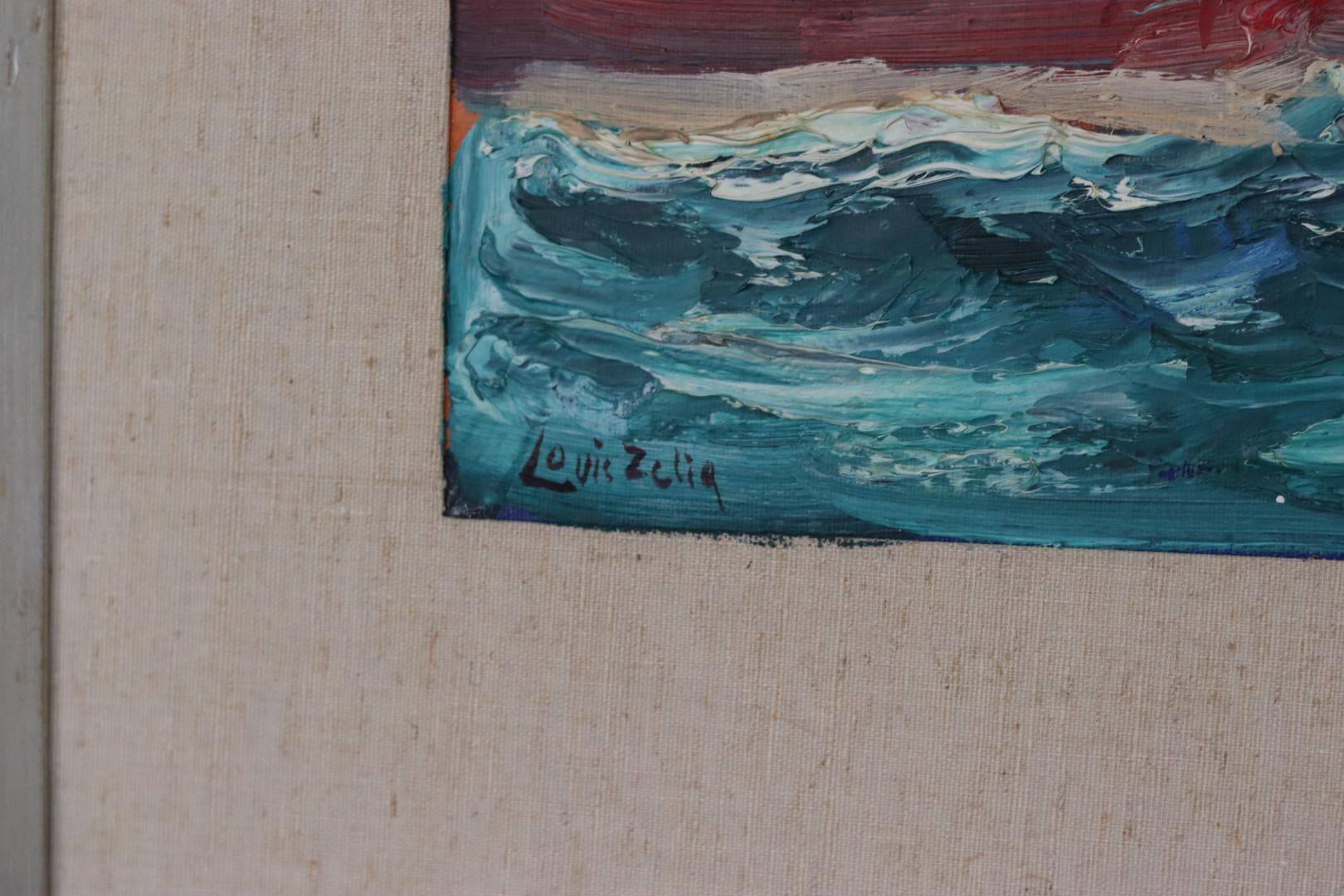 Original Mid Century Swedish Oil on Panel – “Waves” by Louis Zelig – Signed