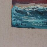 Original Mid Century Swedish Oil on Panel – “Waves” by Louis Zelig – Signed