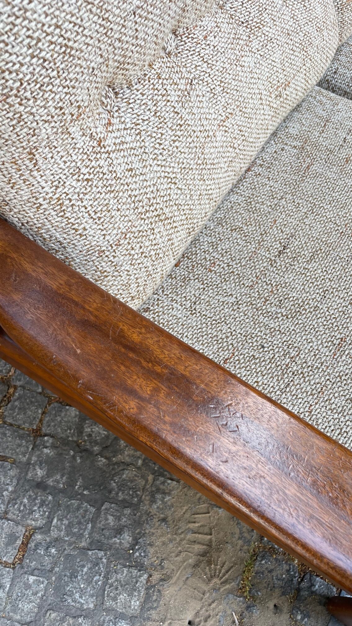 Teak and two-seater wool sofa from the 60s