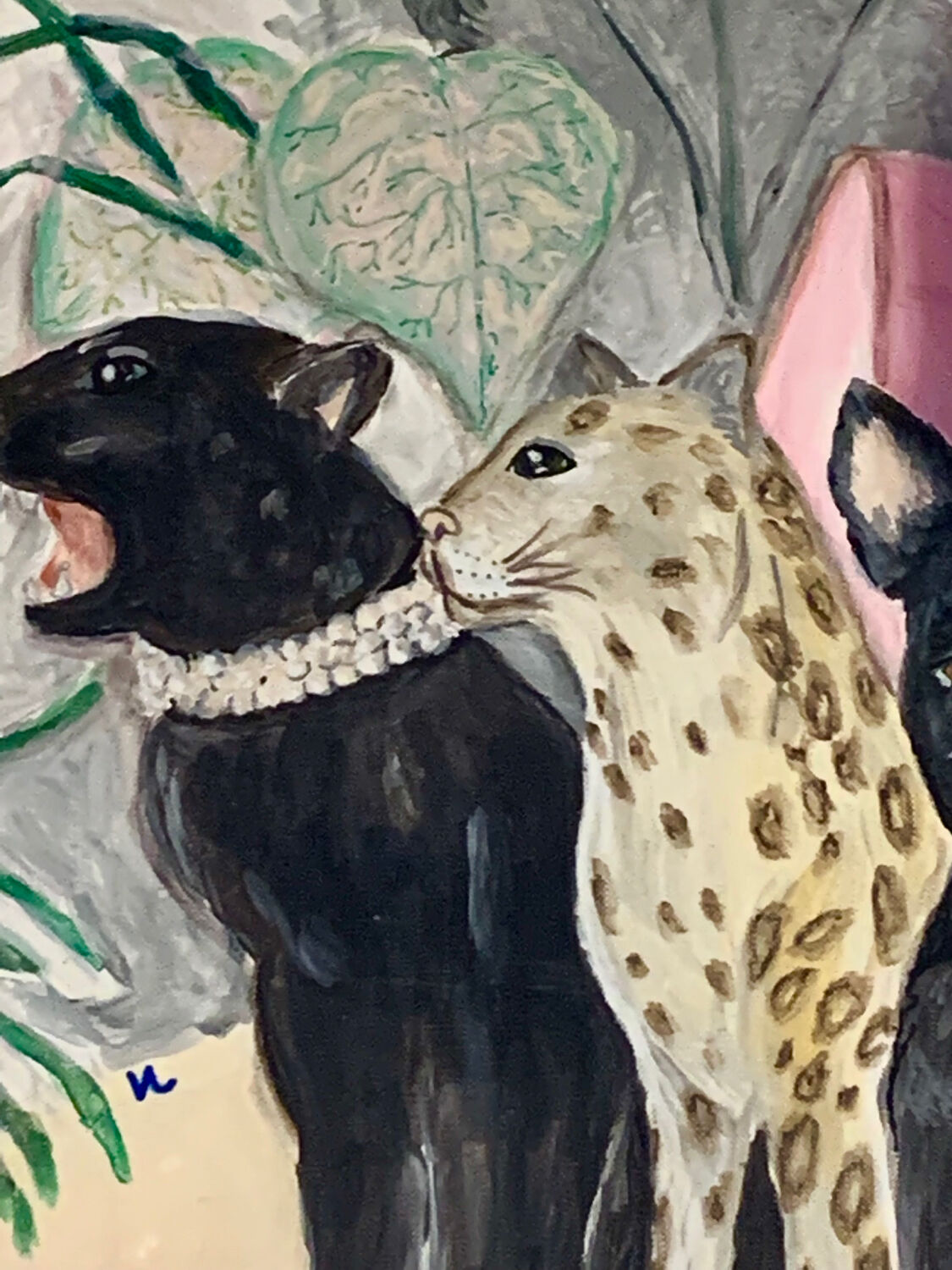 Painting jungle leopard acrylic old frame