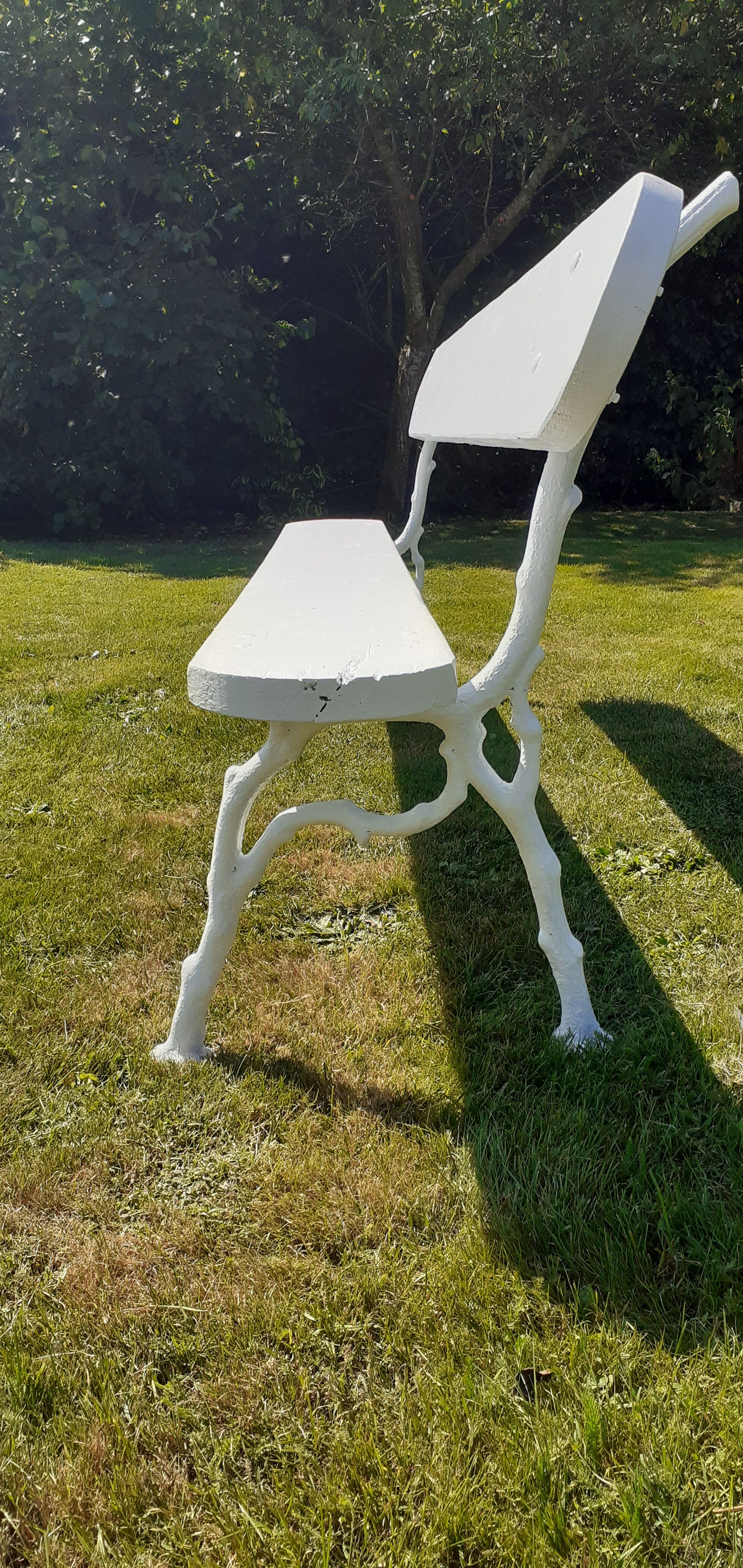 Old bench wood and cast iron XIXth white.
