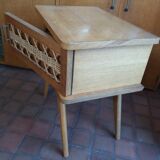 Vintage rattan feet compass bedside table