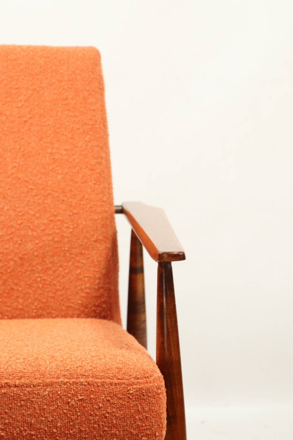 Scandinavian armchair bouclé orange design by H.Lis