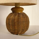 Rattan table lamp and fabric