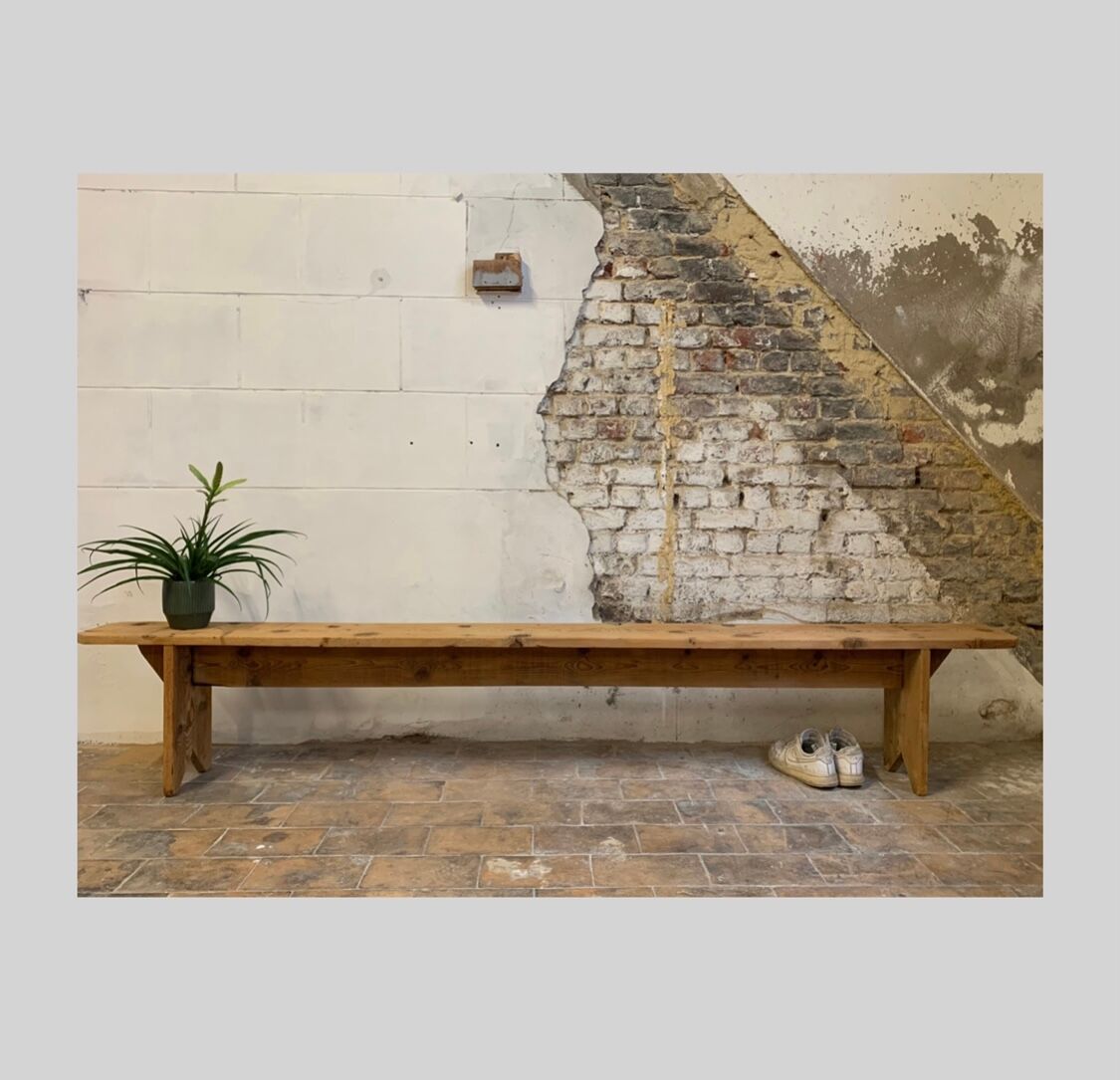 Old solid wood farmhouse bench