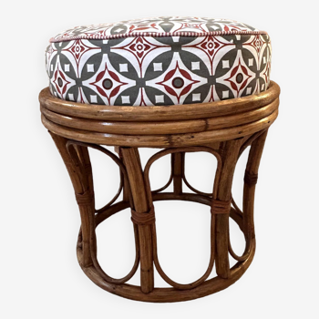 Bamboo Pouf Stool 70s/80s