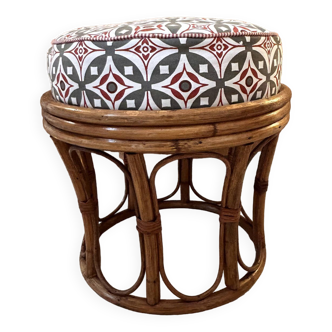 Bamboo Pouf Stool 70s/80s