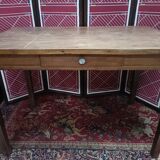 Old small farmhouse table with drawer, 6 place settings