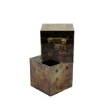 Pair of brass dice-shaped paperweights / bookends, Italy 1970s