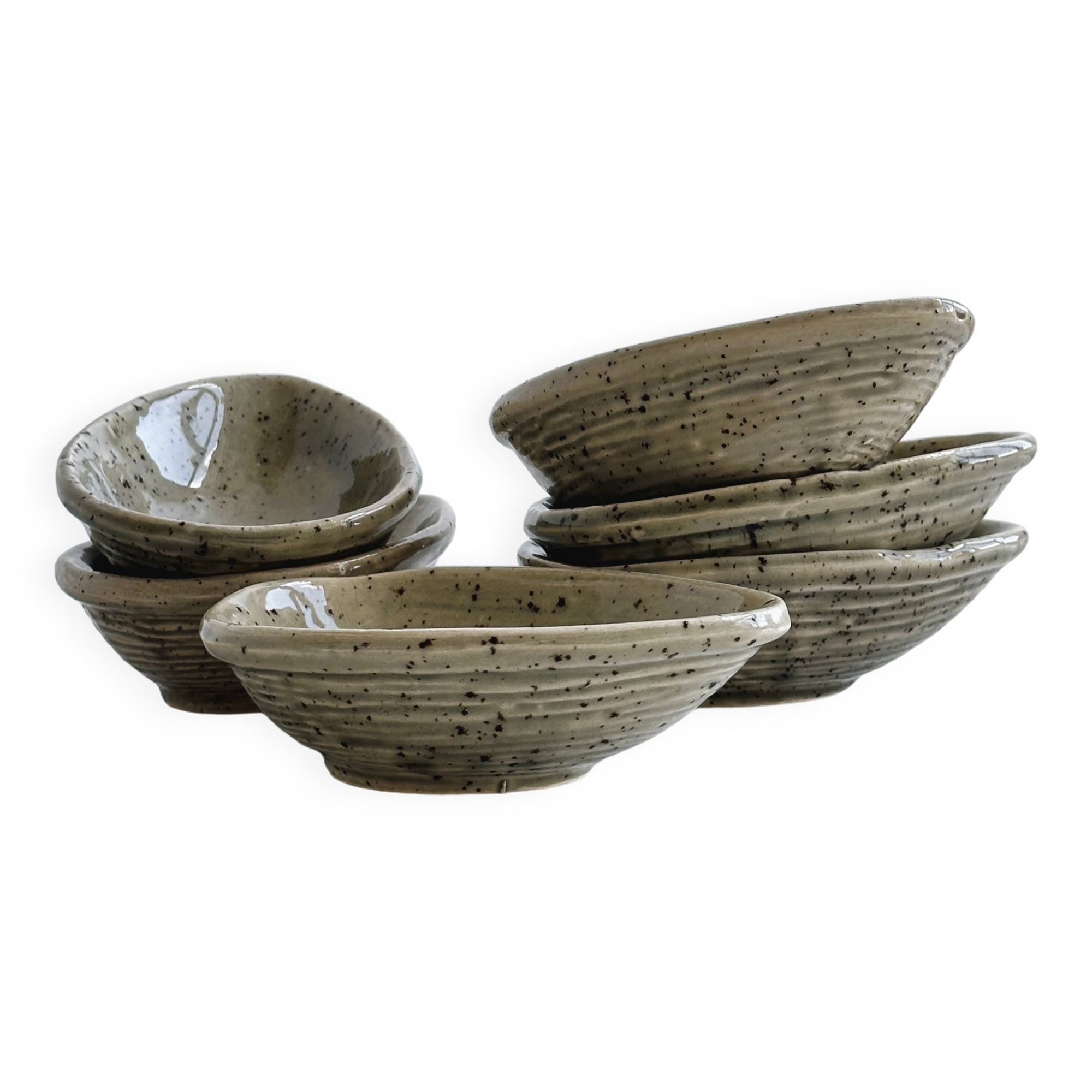 5 spotted pyrite sandstone bowls