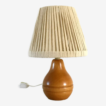 Lampe vintage en bois abat jour coton