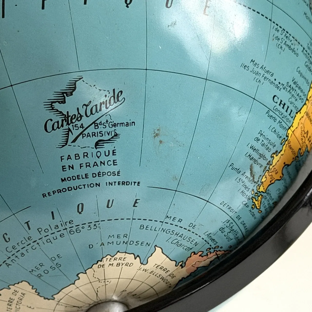 Vintage 1960s metal globe