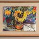 Original Swedish Oil on Panel – “Sunflowers” – Monogram Signed – Vintage & Framed