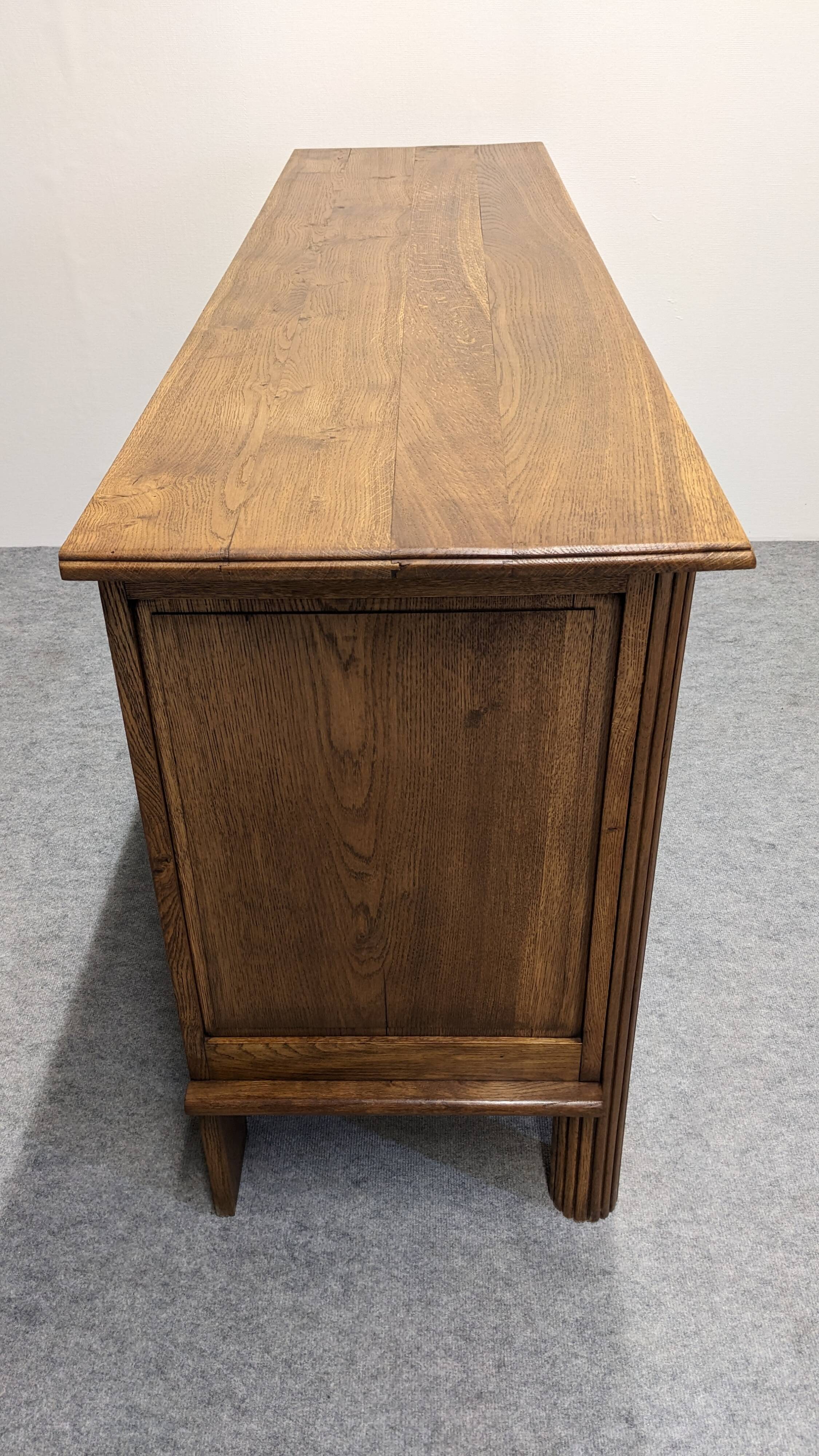 Brutalist oak sideboard attributed to Joseph Savina, France circa 1950.