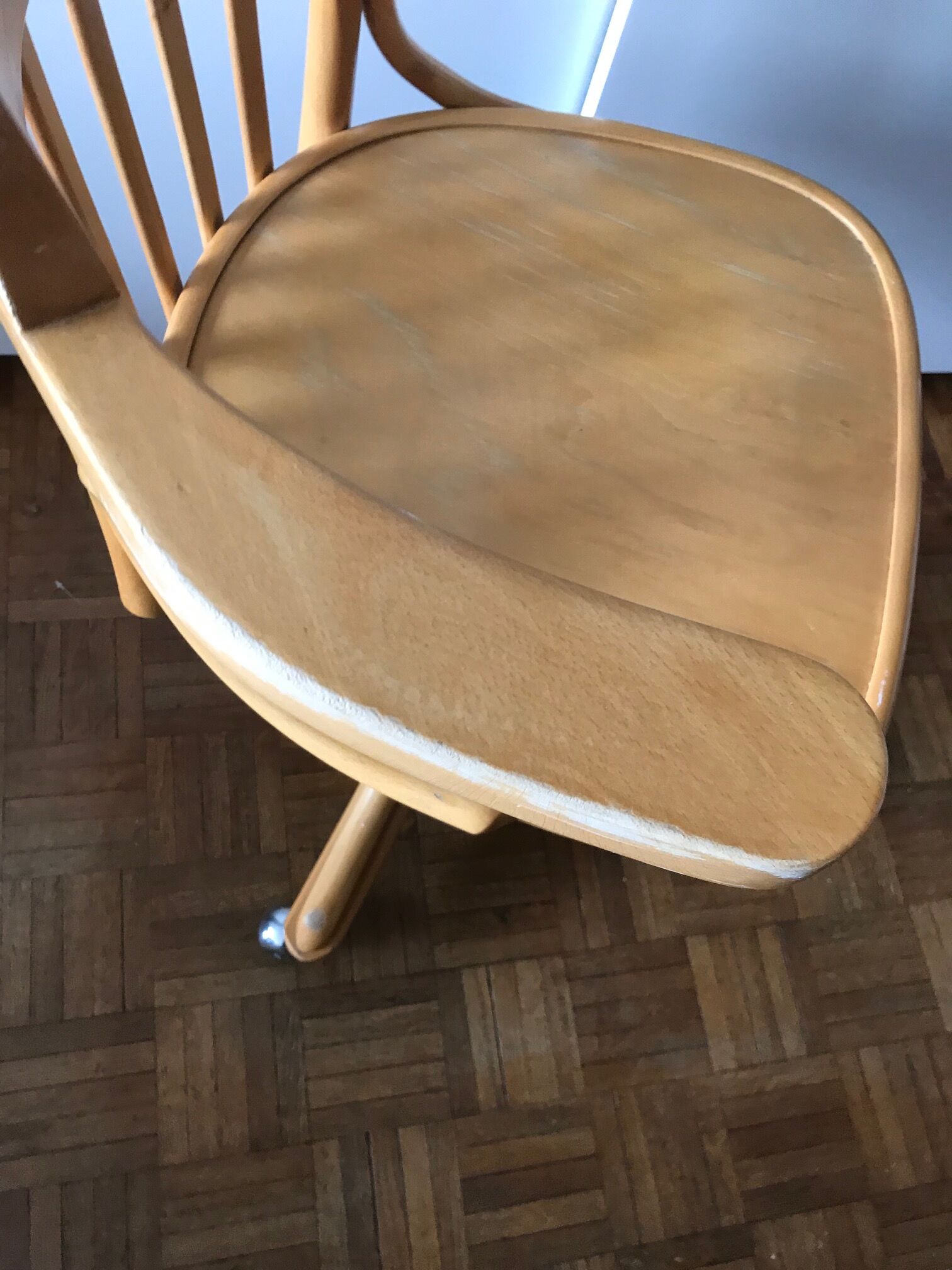 Fauteuil bureau bois Radomsko Zmg Pologne 1950 vintage