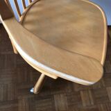 Fauteuil bureau bois Radomsko Zmg Pologne 1950 vintage