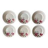 6 antique dessert plates in faience from badonviller