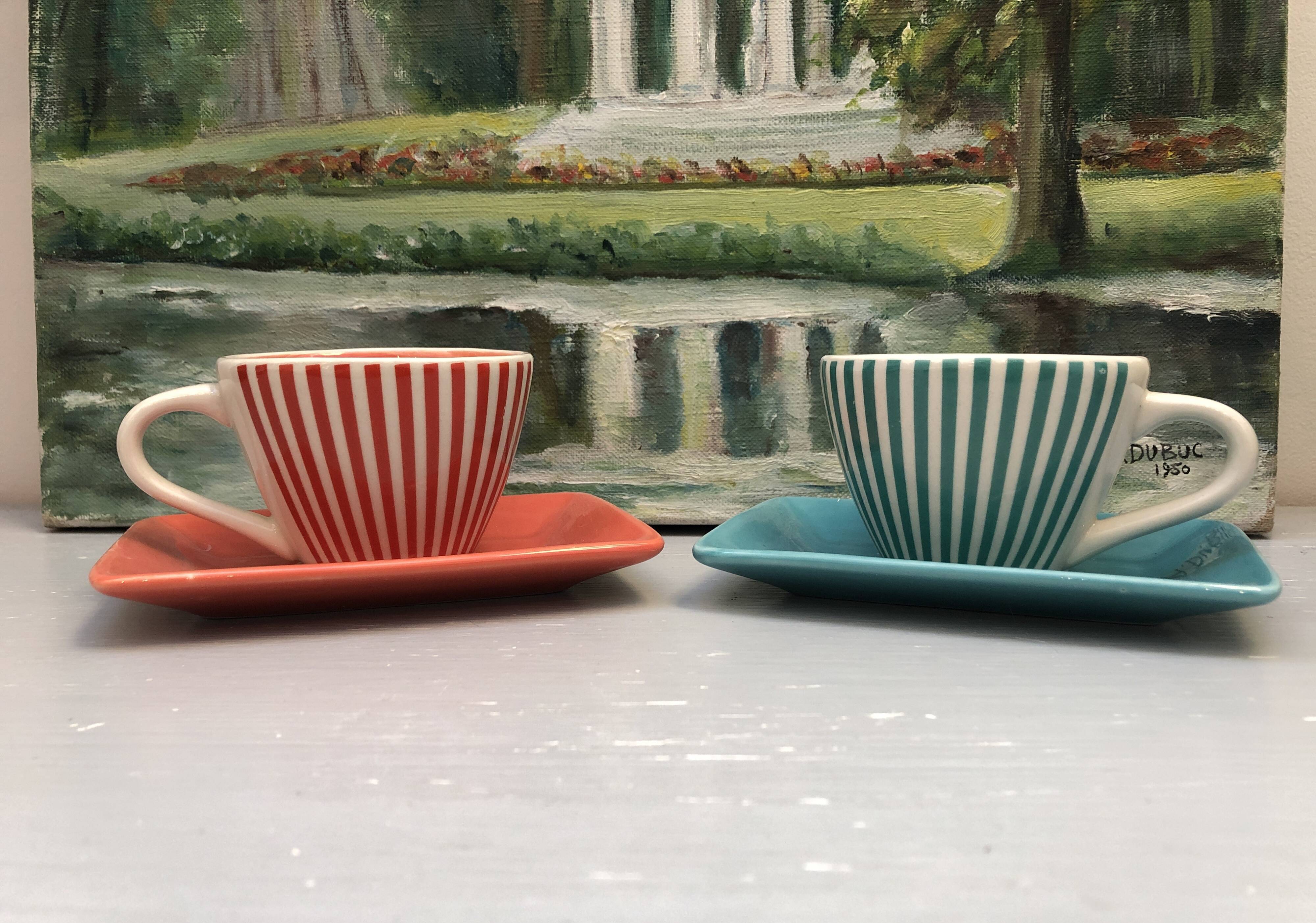 4 vintage ceramic coffee mugs edited by lbvyr circa