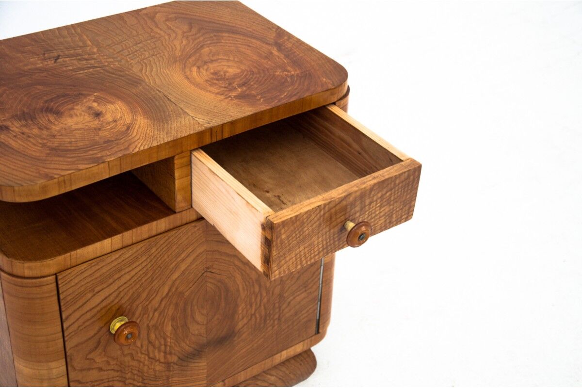 Pair of art deco bedside tables, Poland, 1950s