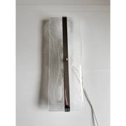 Contemporary Rectangular Venied-White "Alabastro" Murano Glass Chromed Wall