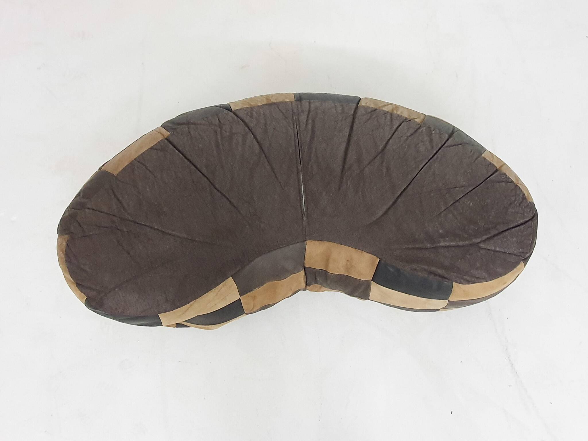 Vintage kidney shaped patchwork ottoman, The Netherlands 1970's
