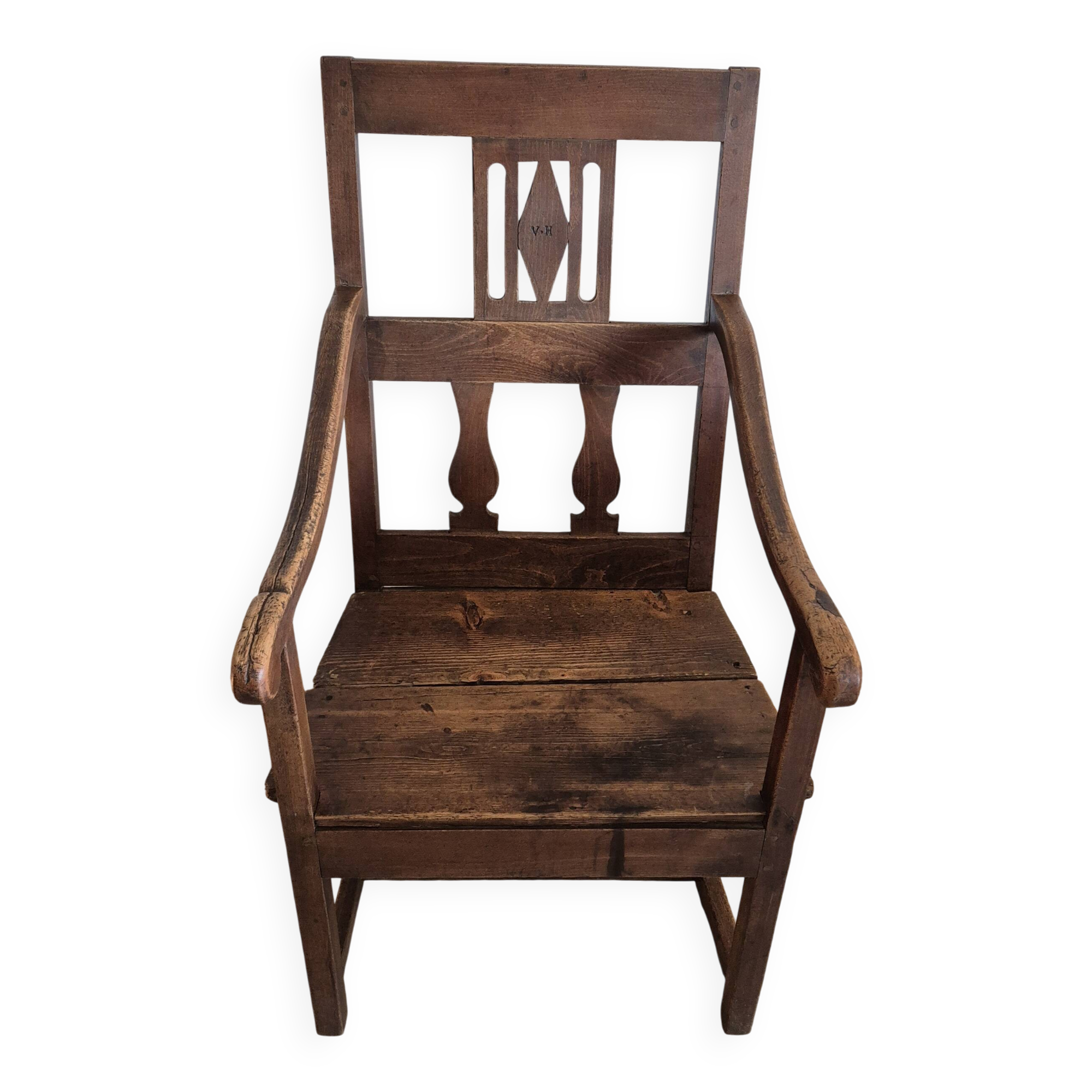 Rustic walnut armchair – folk art, late 19th century