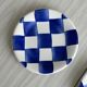Set of 5 blue and white checkered porcelain dessert plates