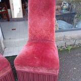 Pair of 2 Napoleon III Second Empire Boudoir Chairs, Red.