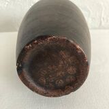 Ceramic vase painted brown (wood effect), elongated model