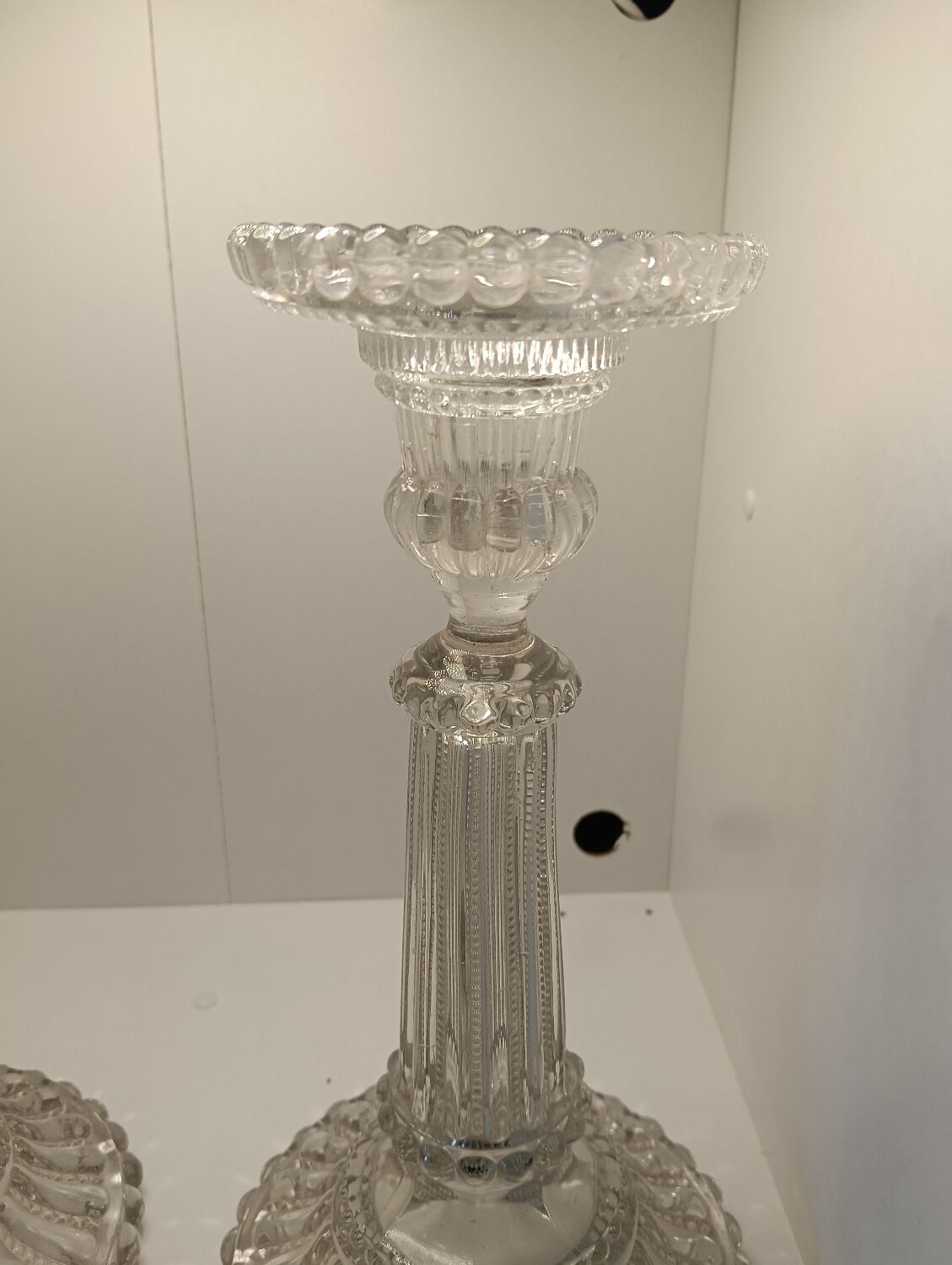 Pair of vintage glass candlesticks