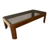 Wood and smoked glass coffee table