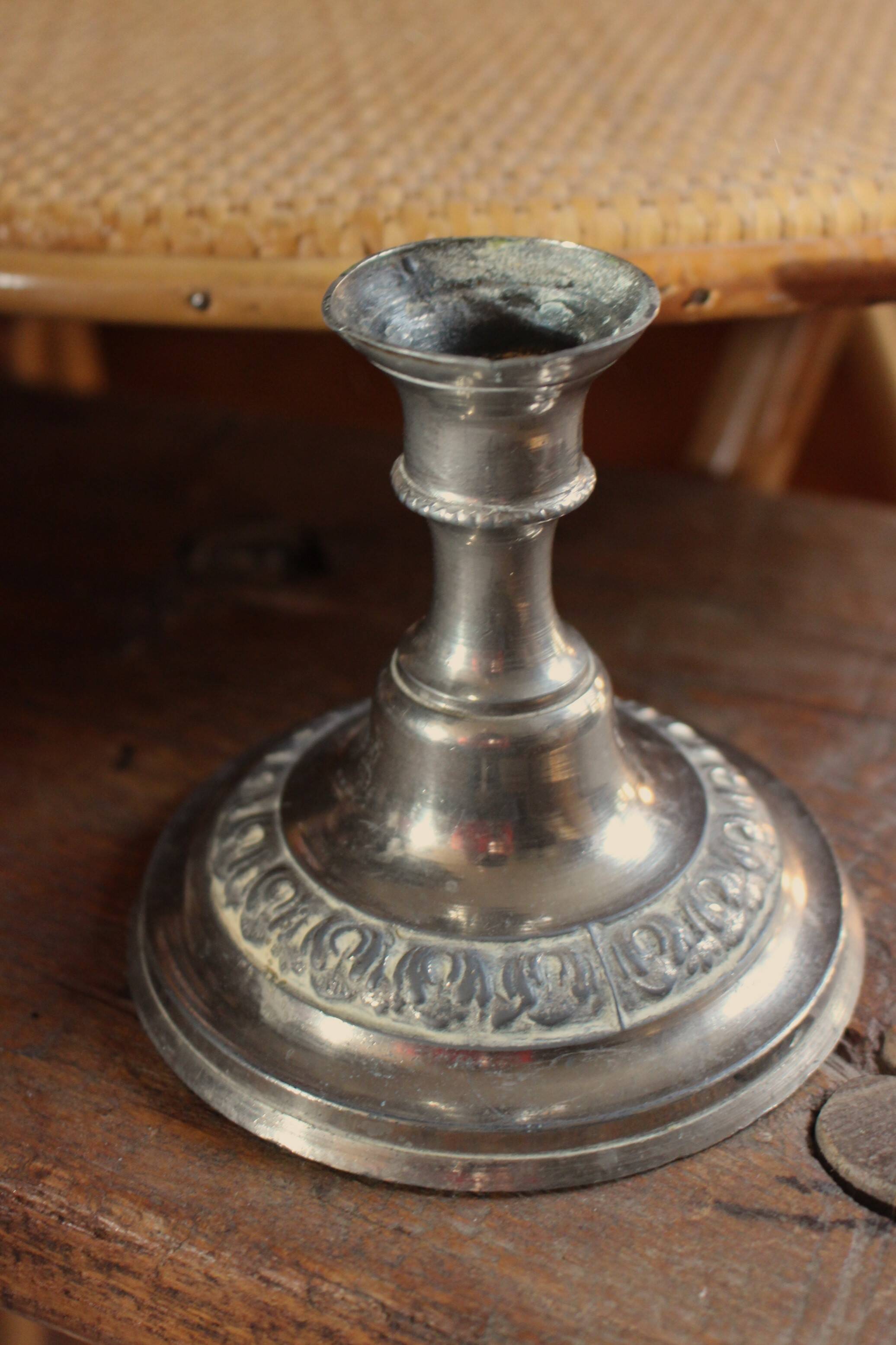 Old metal candle holder