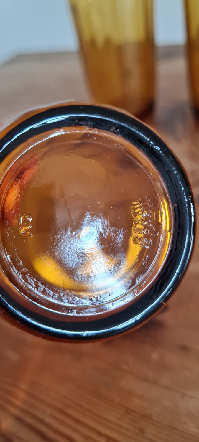 Set of 6 amber water glasses