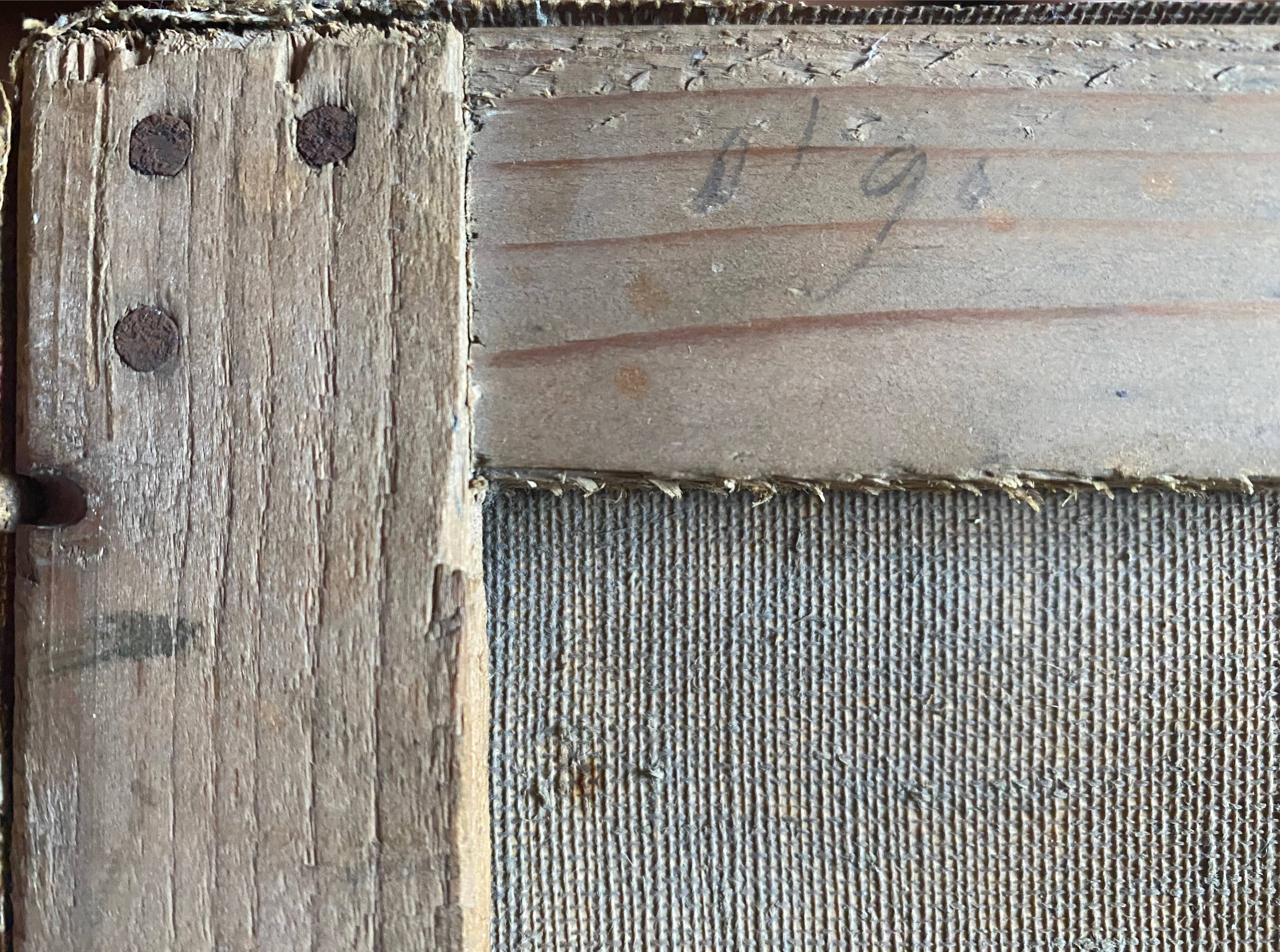 Painting 1900 Bouquet of flowers Carnations in the garden HST signed Gabrielle V.