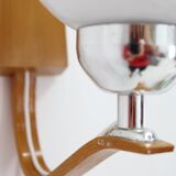 1960s Pair of Wooden Wall Lamps with Glass Shades by Drevo Humpolec, Czechoslovakia