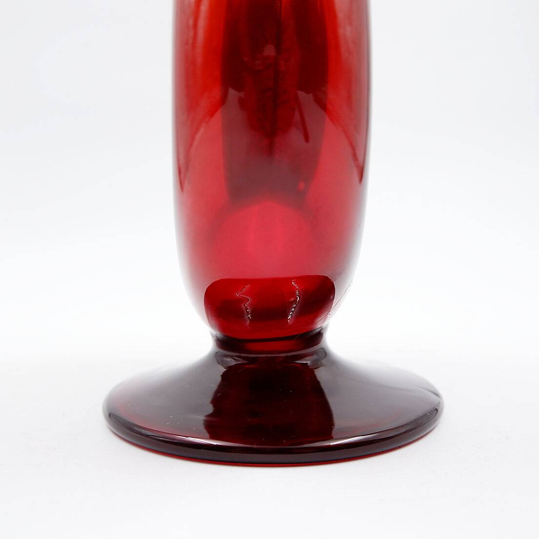 Vintage red blown glass carafe "Anneau"