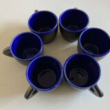 Set of 6 mid-century modern glazed earthenware cups, 1960s
