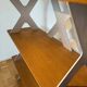 Designer shelf in solid oak and signed aluminium.