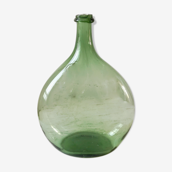 Dame-jeanne green blown glass early twentieth century