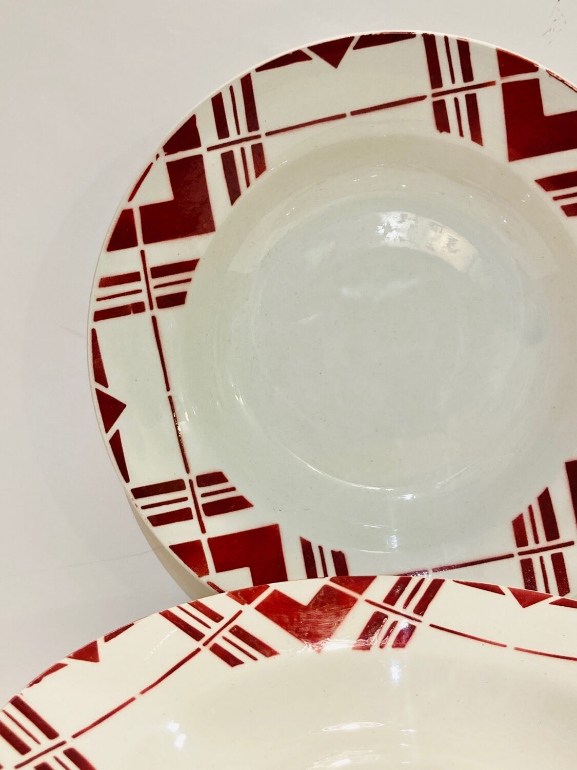 5 hollow earthenware plates burgundy ceranord St Amand
