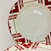 5 hollow earthenware plates burgundy ceranord St Amand