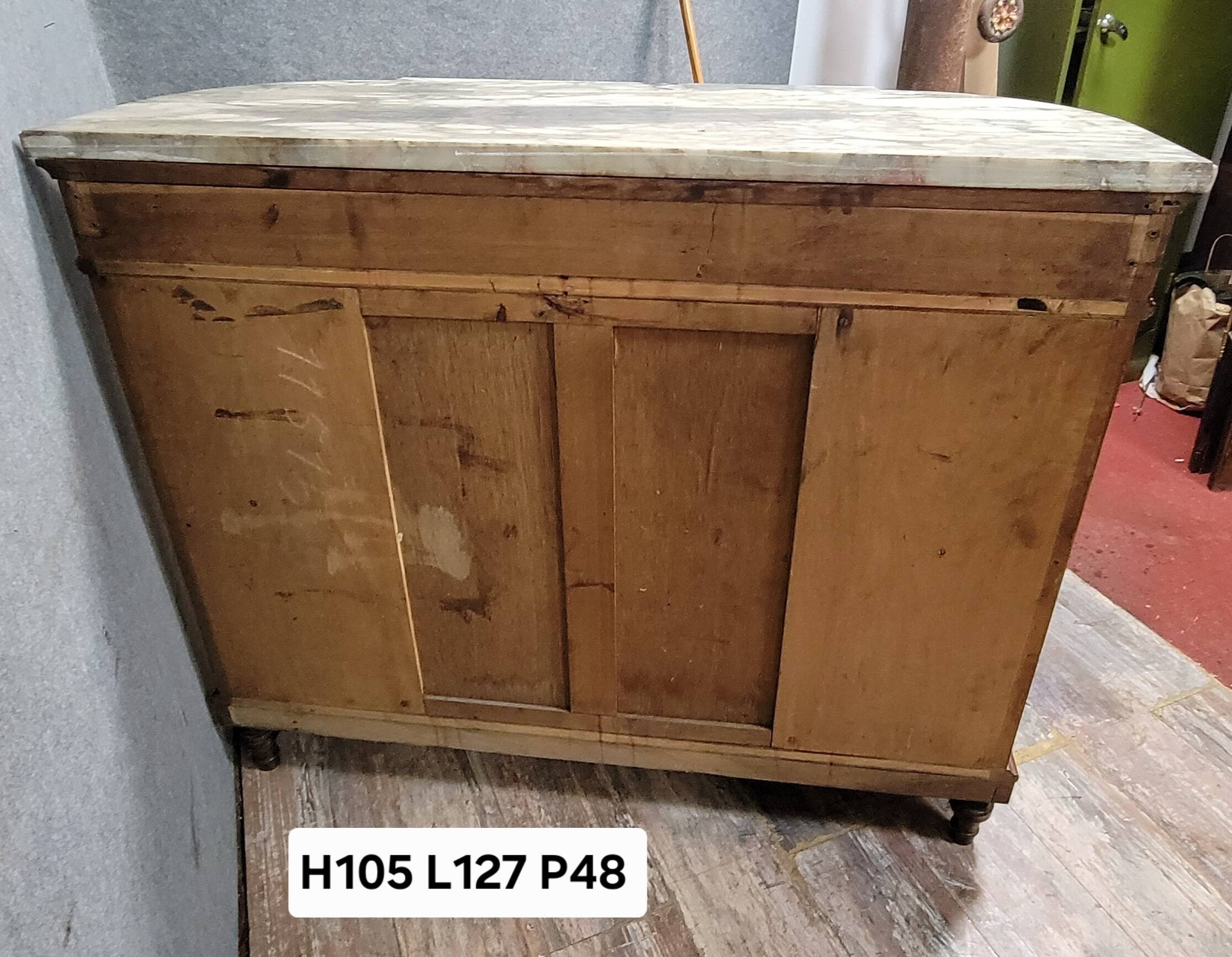 Half-moon buffet in Louis XVI style with burl and marquetry.