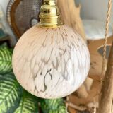 Vintage portable lamp with customizable pink Clichy glass globes